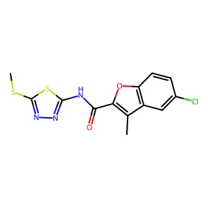 5-chloro-3-methyl-N-[5-(methylsulfanyl)-1,3,4-thiadiazol-2-yl]-1-benzofuran-2-carboxamide structure