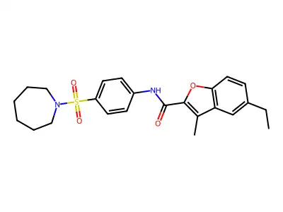 N-[4-(azepan-1-ylsulfonyl)phenyl]-5-ethyl-3-methyl-1-benzofuran-2-carboxamide structure