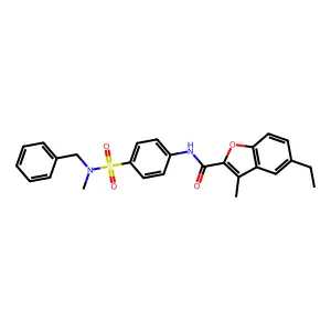 N-[4-[benzyl(methyl)sulfamoyl]phenyl]-5-ethyl-3-methyl-1-benzofuran-2-carboxamide structure