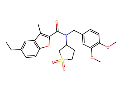 N-(3,4-dimethoxybenzyl)-N-(1,1-dioxidotetrahydrothiophen-3-yl)-5-ethyl-3-methyl-1-benzofuran-2-carboxamide structure