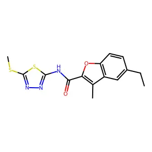 5-ethyl-3-methyl-N-[5-(methylsulfanyl)-1,3,4-thiadiazol-2-yl]-1-benzofuran-2-carboxamide structure