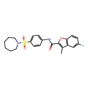 N-[4-(azepan-1-ylsulfonyl)phenyl]-5-fluoro-3-methyl-1-benzofuran-2-carboxamide structure