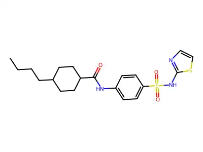 4-butyl-N-[4-(1,3-thiazol-2-ylsulfamoyl)phenyl]cyclohexanecarboxamide structure