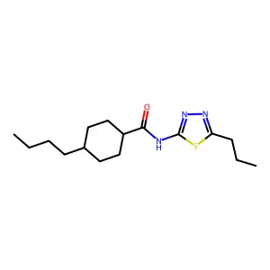 4-butyl-N-(5-propyl-1,3,4-thiadiazol-2-yl)cyclohexane-1-carboxamide structure