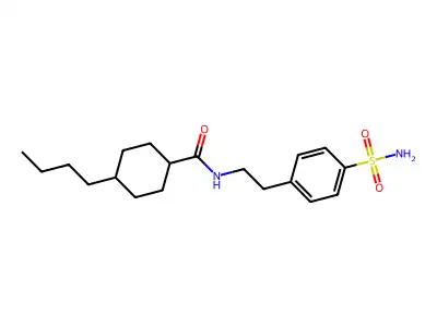 4-butyl-N-[2-(4-sulfamoylphenyl)ethyl]cyclohexane-1-carboxamide structure