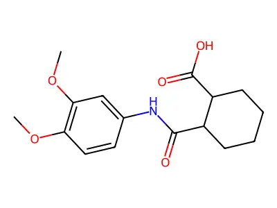 2-[(3,4-Dimethoxyanilino)carbonyl]cyclohexanecarboxylic acid structure