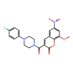 3-[4-(4-fluorophenyl)piperazine-1-carbonyl]-8-methoxy-6-nitro-2H-chromen-2-one structure