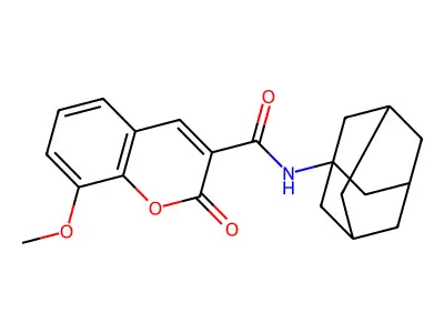 N-(1-adamantyl)-8-methoxy-2-oxochromene-3-carboxamide structure