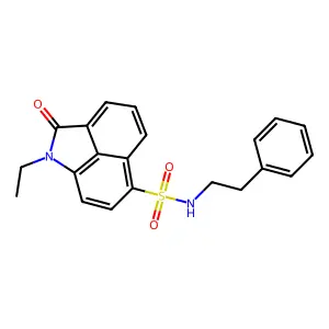 1-ethyl-2-oxo-N-(2-phenylethyl)-1,2-dihydrobenzo[cd]indole-6-sulfonamide structure