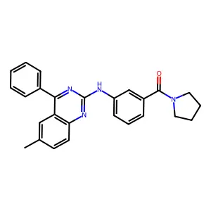 (3-((6-Methyl-4-phenylquinazolin-2-yl)amino)phenyl)(pyrrolidin-1-yl)methanone structure