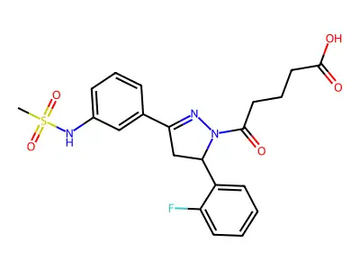 5-[5-(2-fluorophenyl)-3-(3-methanesulfonamidophenyl)-4,5-dihydro-1H-pyrazol-1-yl]-5-oxopentanoic acid structure