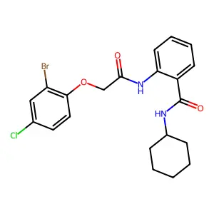 2-{[(2-bromo-4-chlorophenoxy)acetyl]amino}-N-cyclohexylbenzamide structure