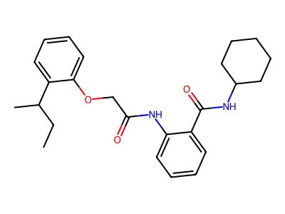 2-{[(2-sec-butylphenoxy)acetyl]amino}-N-cyclohexylbenzamide structure