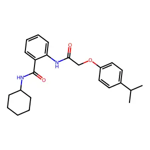 N-cyclohexyl-2-{[(4-isopropylphenoxy)acetyl]amino}benzamide structure
