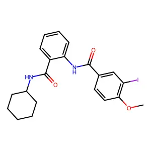 N-[2-(cyclohexylcarbamoyl)phenyl]-3-iodo-4-methoxybenzamide structure