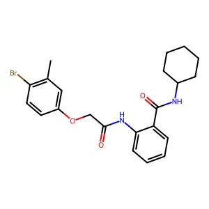 2-{[(4-bromo-3-methylphenoxy)acetyl]amino}-N-cyclohexylbenzamide structure