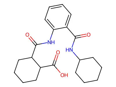 2-({2-[(Cyclohexylamino)carbonyl]anilino}carbonyl)cyclohexanecarboxylic acid structure