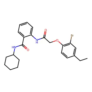 2-{[(2-bromo-4-ethylphenoxy)acetyl]amino}-N-cyclohexylbenzamide structure