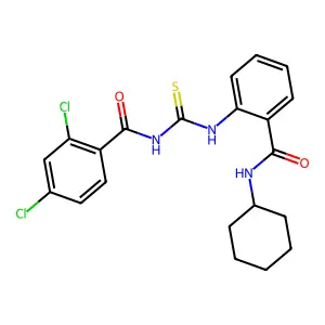 2,4-dichloro-N-[[2-(cyclohexylcarbamoyl)phenyl]carbamothioyl]benzamide structure