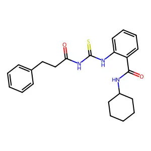 N-cyclohexyl-2-(3-phenylpropanoylcarbamothioylamino)benzamide structure