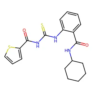 N-[[2-(cyclohexylcarbamoyl)phenyl]carbamothioyl]thiophene-2-carboxamide structure