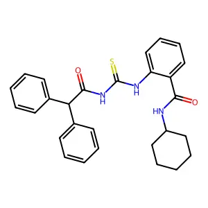 N-cyclohexyl-2-[(2,2-diphenylacetyl)carbamothioylamino]benzamide structure