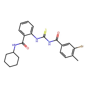 3-bromo-N-[[2-(cyclohexylcarbamoyl)phenyl]carbamothioyl]-4-methylbenzamide structure