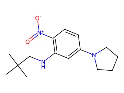 N-(2,2-dimethylpropyl)-2-nitro-5-pyrrolidin-1-ylaniline structure