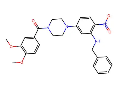[4-[3-(Benzylamino)-4-nitrophenyl]piperazin-1-yl]-(3,4-dimethoxyphenyl)methanone structure