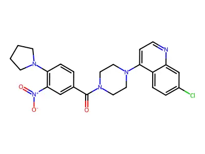 [4-(7-chloroquinolin-4-yl)piperazin-1-yl]-(3-nitro-4-pyrrolidin-1-ylphenyl)methanone structure