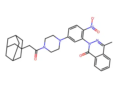 2-[5-[4-[2-(1-adamantyl)acetyl]piperazin-1-yl]-2-nitrophenyl]-4-methylphthalazin-1-one structure
