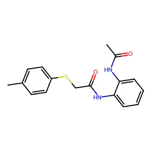 N-(2-acetamidophenyl)-2-(4-methylphenyl)sulfanylacetamide structure