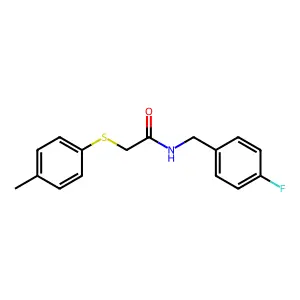 N-[(4-fluorophenyl)methyl]-2-(4-methylphenyl)sulfanylacetamide structure