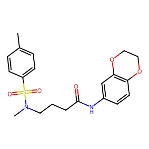 N-(2,3-dihydro-1,4-benzodioxin-6-yl)-4-[methyl-(4-methylphenyl)sulfonylamino]butanamide structure