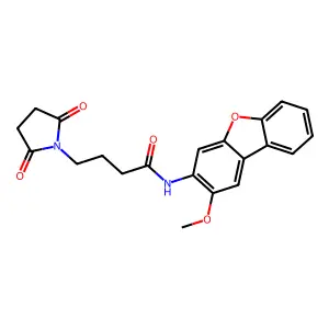 4-(2,5-dioxopyrrolidin-1-yl)-N-(2-methoxydibenzofuran-3-yl)butanamide structure