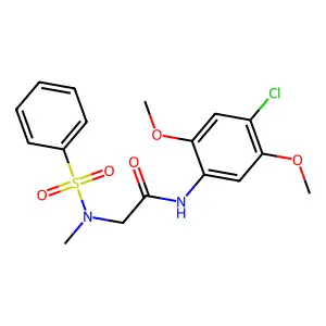 2-[benzenesulfonyl(methyl)amino]-N-(4-chloro-2,5-dimethoxyphenyl)acetamide structure