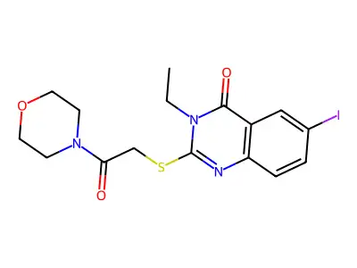 3-Ethyl-6-iodo-2-(2-morpholin-4-yl-2-oxoethyl)sulfanylquinazolin-4-one structure