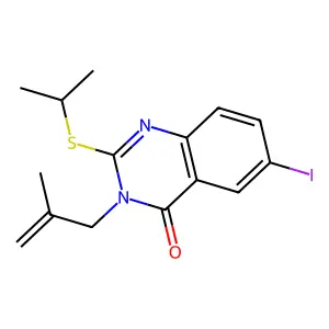 6-Iodo-3-(2-methylprop-2-enyl)-2-propan-2-ylsulfanylquinazolin-4-one structure