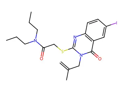 2-[6-iodo-3-(2-methylprop-2-enyl)-4-oxoquinazolin-2-yl]sulfanyl-N,N-dipropylacetamide structure