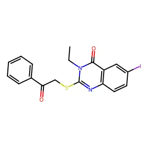 3-Ethyl-6-iodo-2-phenacylsulfanylquinazolin-4-one structure