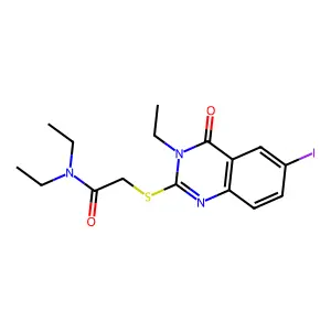 N,N-diethyl-2-(3-ethyl-6-iodo-4-oxoquinazolin-2-yl)sulfanylacetamide structure