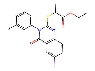 Ethyl 2-[6-iodo-3-(3-methylphenyl)-4-oxoquinazolin-2-yl]sulfanylpropanoate structure