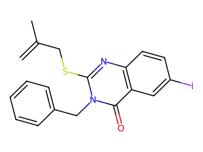 3-Benzyl-6-iodo-2-(2-methylprop-2-enylsulfanyl)quinazolin-4-one structure