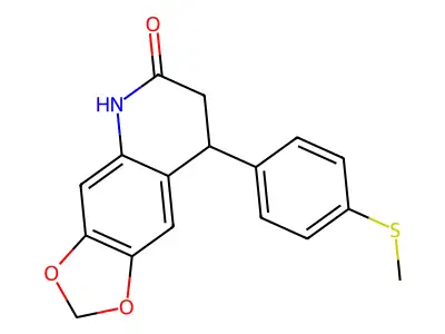 8-(4-methylsulfanylphenyl)-7,8-dihydro-5H-[1,3]dioxolo[4,5-g]quinolin-6-one structure