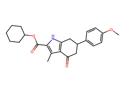cyclohexyl 6-(4-methoxyphenyl)-3-methyl-4-oxo-4,5,6,7-tetrahydro-1H-indole-2-carboxylate structure