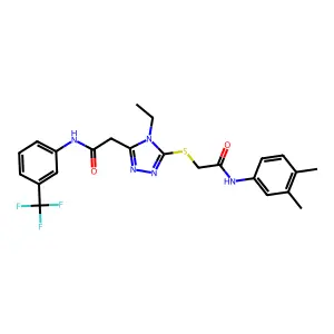 2-[5-({2-[(3,4-dimethylphenyl)amino]-2-oxoethyl}sulfanyl)-4-ethyl-4H-1,2,4-triazol-3-yl]-N-[3-(trifluoromethyl)phenyl]acetamide structure