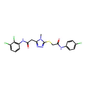 2-[5-({2-[(4-chlorophenyl)amino]-2-oxoethyl}sulfanyl)-4-methyl-4H-1,2,4-triazol-3-yl]-N-(2,3-dichlorophenyl)acetamide structure