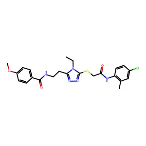 N-[2-[5-[2-(4-chloro-2-methylanilino)-2-oxoethyl]sulfanyl-4-ethyl-1,2,4-triazol-3-yl]ethyl]-4-methoxybenzamide structure