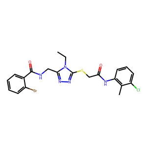 2-bromo-N-[[5-[2-(3-chloro-2-methylanilino)-2-oxoethyl]sulfanyl-4-ethyl-1,2,4-triazol-3-yl]methyl]benzamide structure