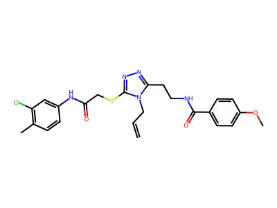 N-[2-[5-[2-(3-chloro-4-methylanilino)-2-oxoethyl]sulfanyl-4-prop-2-enyl-1,2,4-triazol-3-yl]ethyl]-4-methoxybenzamide structure